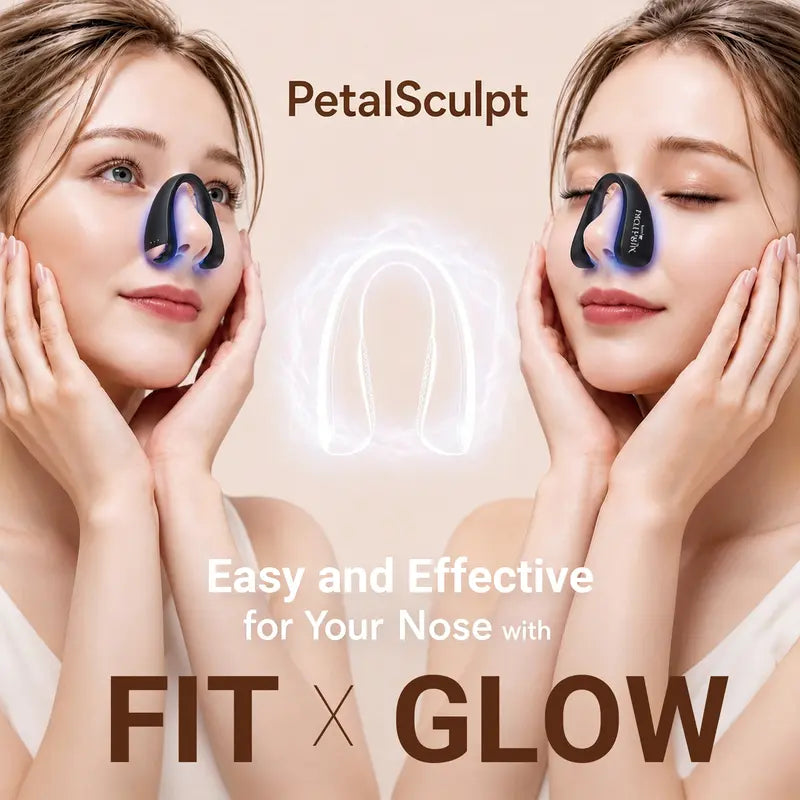MIRATOKI Petalsculpt Blue Light Nose Shaper Clip - Abs Plastic Rechargeable Facial Beauty Device with Microcurrent, Adjust Settings, 10 Mins At-Home Lifting, Compact Form, Sculpted Look, Clearer Skin/Pores, Portable Japan Plastic Skin Care Appliance