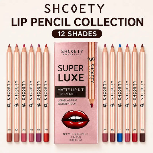 12-Color Lip Liner Set, Lip Pencil, Long-Lasting Smooth Texture, Precise Contouring, Ideal for Daily Use, Office, Parties, Makeup Essentials,Sohochic