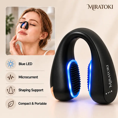 MIRATOKI Petalsculpt Blue Light Nose Shaper Clip - Abs Plastic Rechargeable Facial Beauty Device with Microcurrent, Adjust Settings, 10 Mins At-Home Lifting, Compact Form, Sculpted Look, Clearer Skin/Pores, Portable Japan Plastic Skin Care Appliance