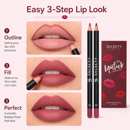 12-Color Lip Liner Set, Lip Pencil, Long-Lasting Smooth Texture, Precise Contouring, Ideal for Daily Use, Office, Parties, Makeup Essentials,Sohochic