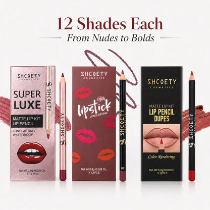 12-Color Lip Liner Set, Lip Pencil, Long-Lasting Smooth Texture, Precise Contouring, Ideal for Daily Use, Office, Parties, Makeup Essentials,Sohochic