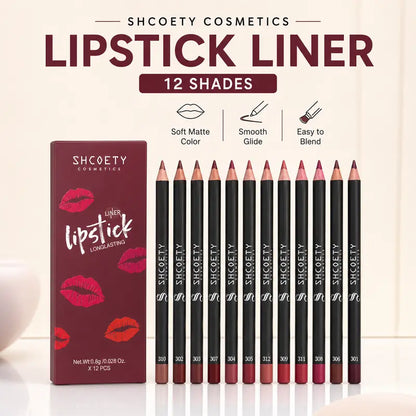12-Color Lip Liner Set, Lip Pencil, Long-Lasting Smooth Texture, Precise Contouring, Ideal for Daily Use, Office, Parties, Makeup Essentials,Sohochic