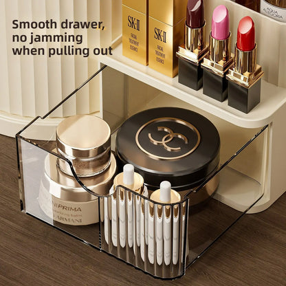 Rotatable Makeup Organizer, Multi-Compartment Desk Storage Box, Cosmetic Brush Holder, Lipstick Tray, Office Supplies Rack, Cosmetic Storage Solution