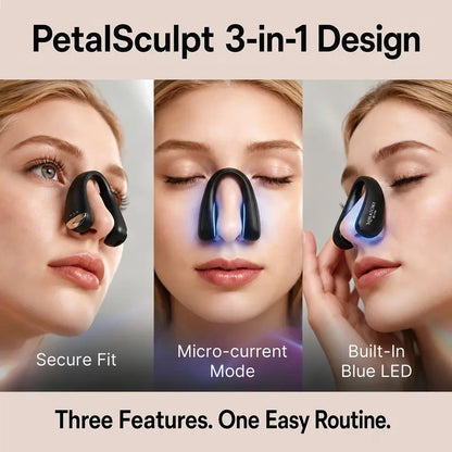 MIRATOKI Petalsculpt Blue Light Nose Shaper Clip - Abs Plastic Rechargeable Facial Beauty Device with Microcurrent, Adjust Settings, 10 Mins At-Home Lifting, Compact Form, Sculpted Look, Clearer Skin/Pores, Portable Japan Plastic Skin Care Appliance